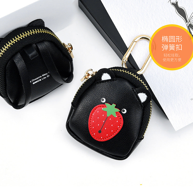 Wholesale Strawberry Bear Mini Wallet Leather Keychain